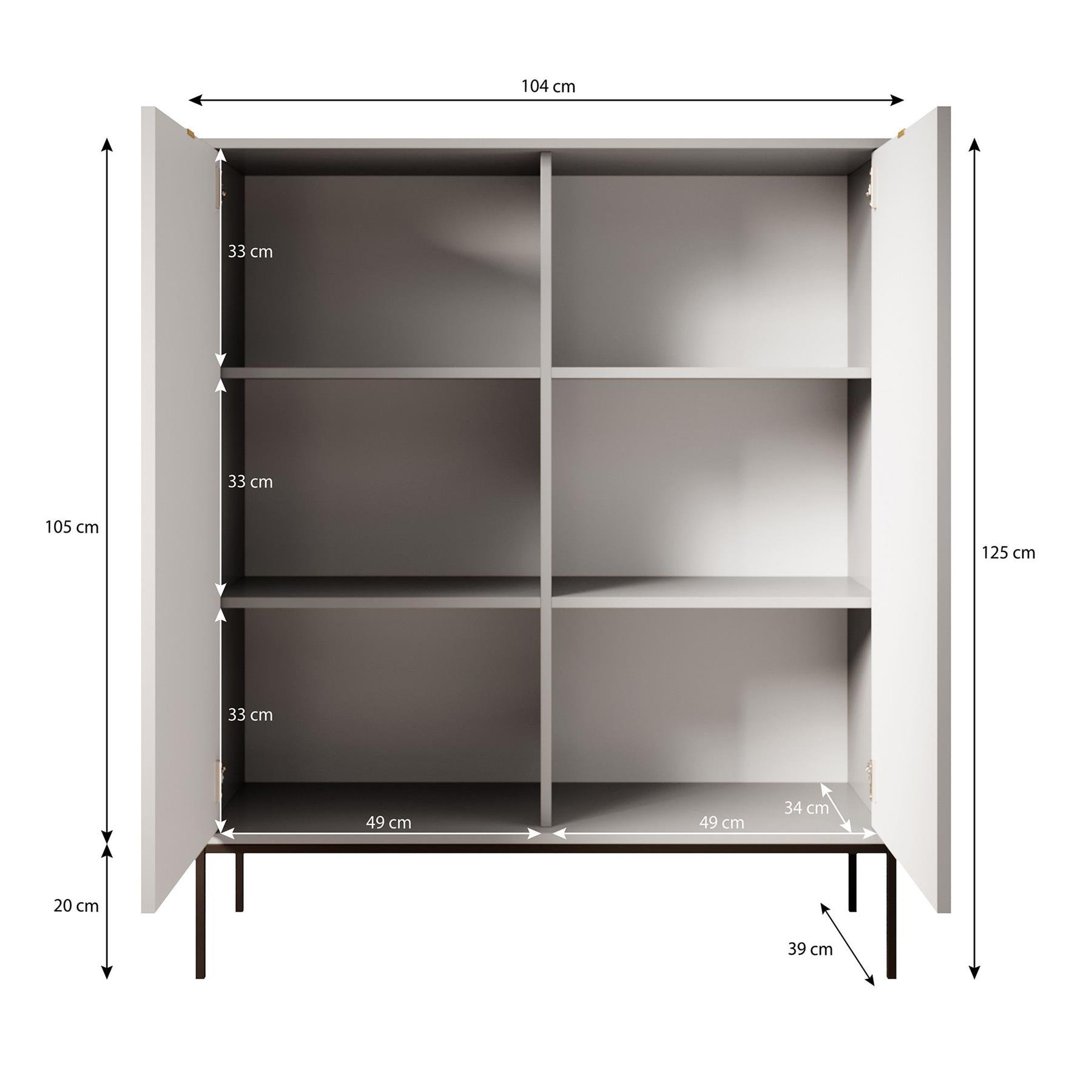 Meubella Dressoir Navil 2 - Beige - 104 cm - Hoog