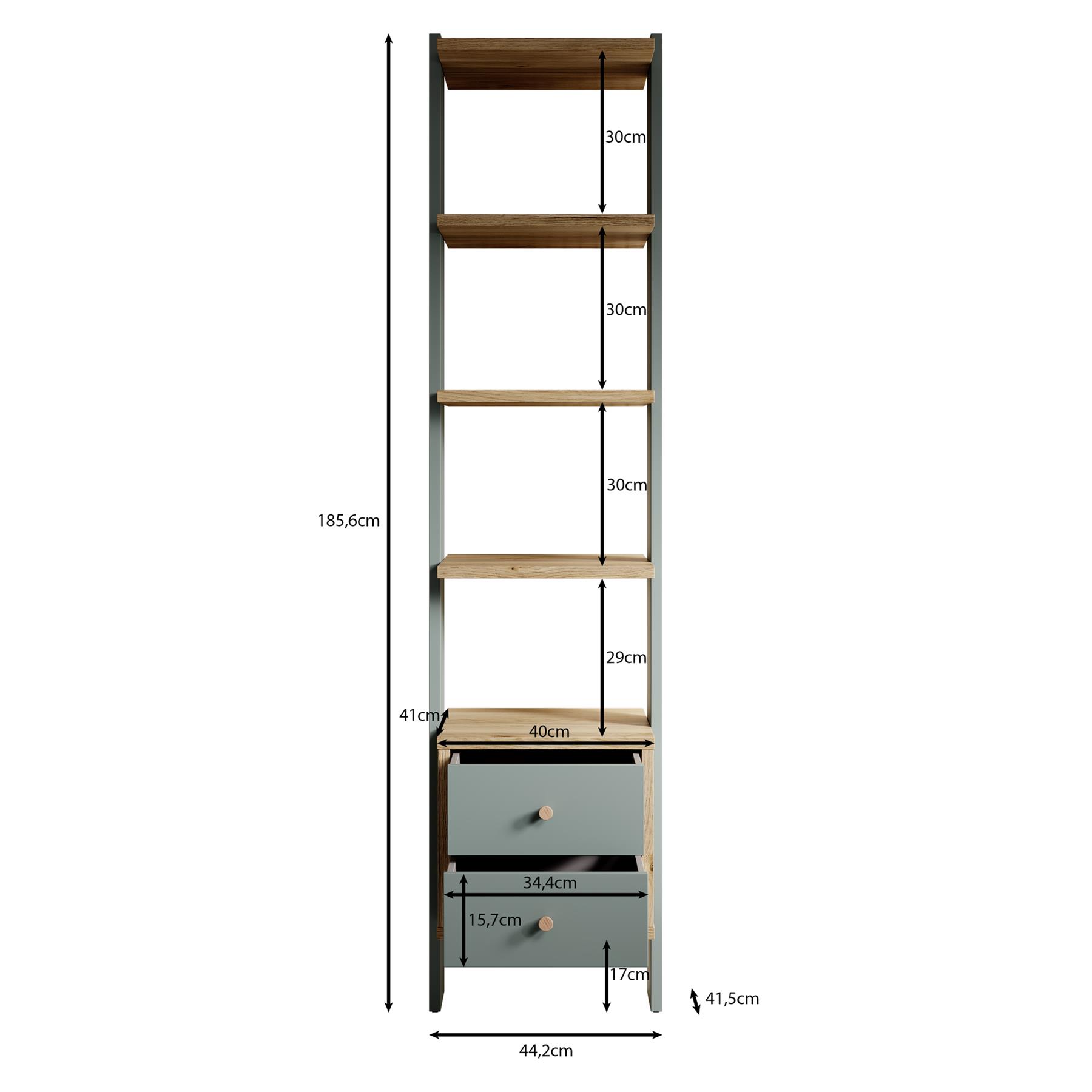 Meubella Boekenkast Wally - Groen - 44 cm