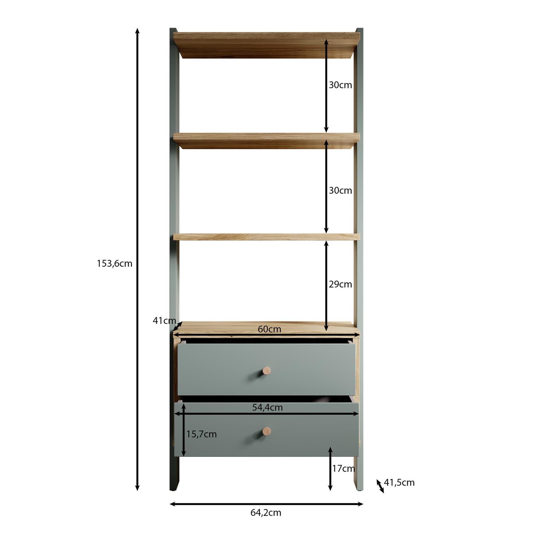 Meubella Boekenkast Wally - Groen - 64 cm