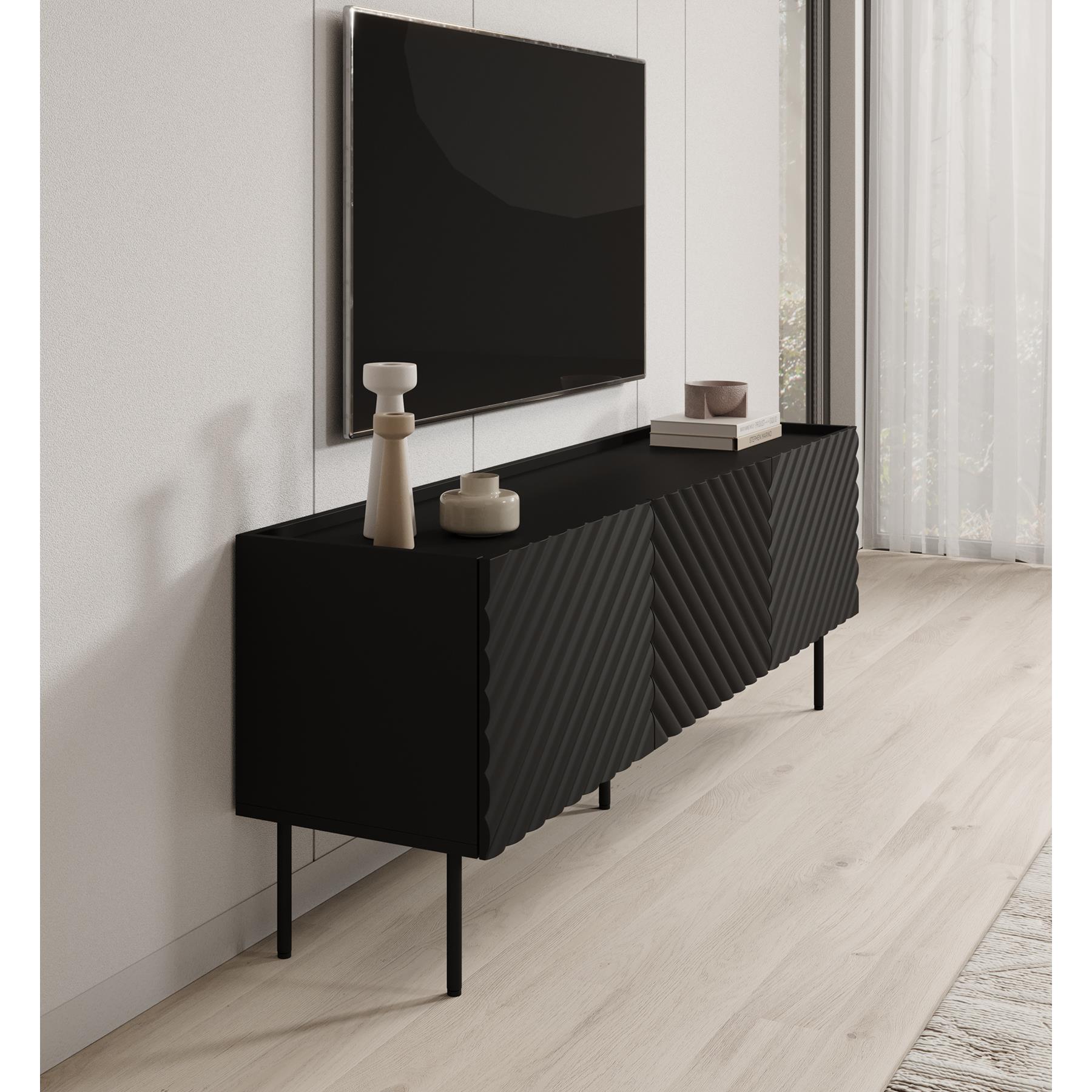 Meubella TV-Meubel Laguna - Zwart - 165 cm