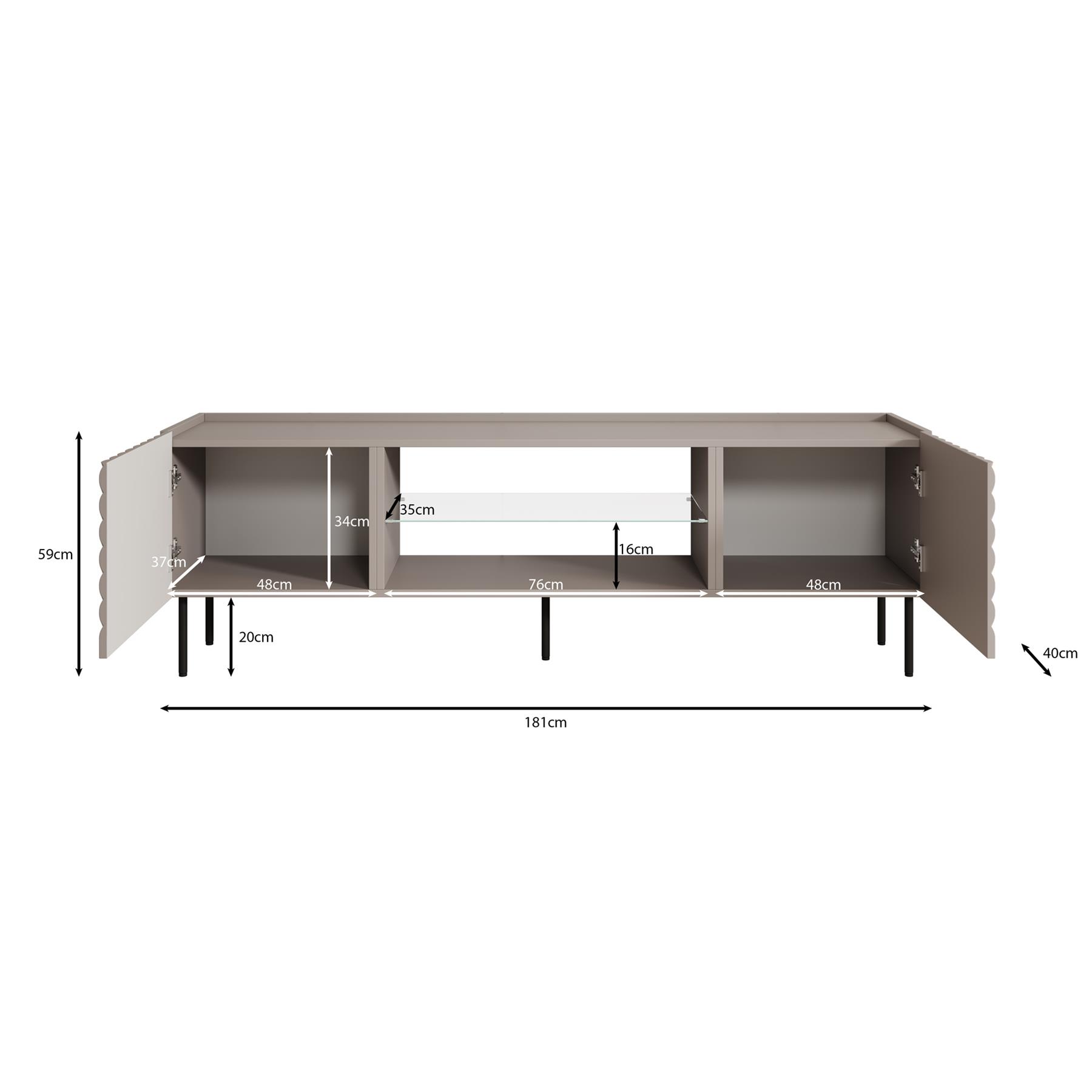 Meubella TV-Meubel Laguna - Zwart - 180 cm