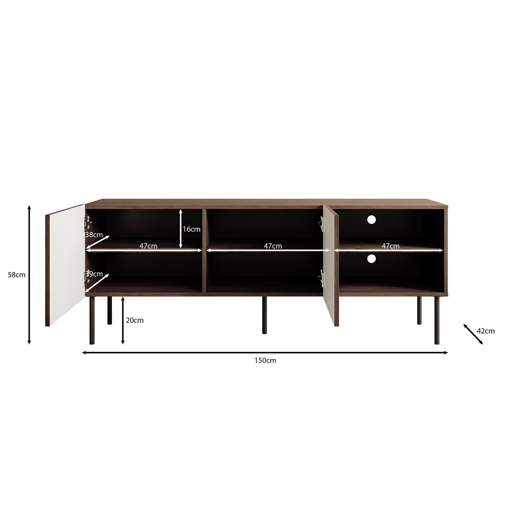 Meubella TV-Meubel Tartagal - Donkerbruin eiken - 150 cm