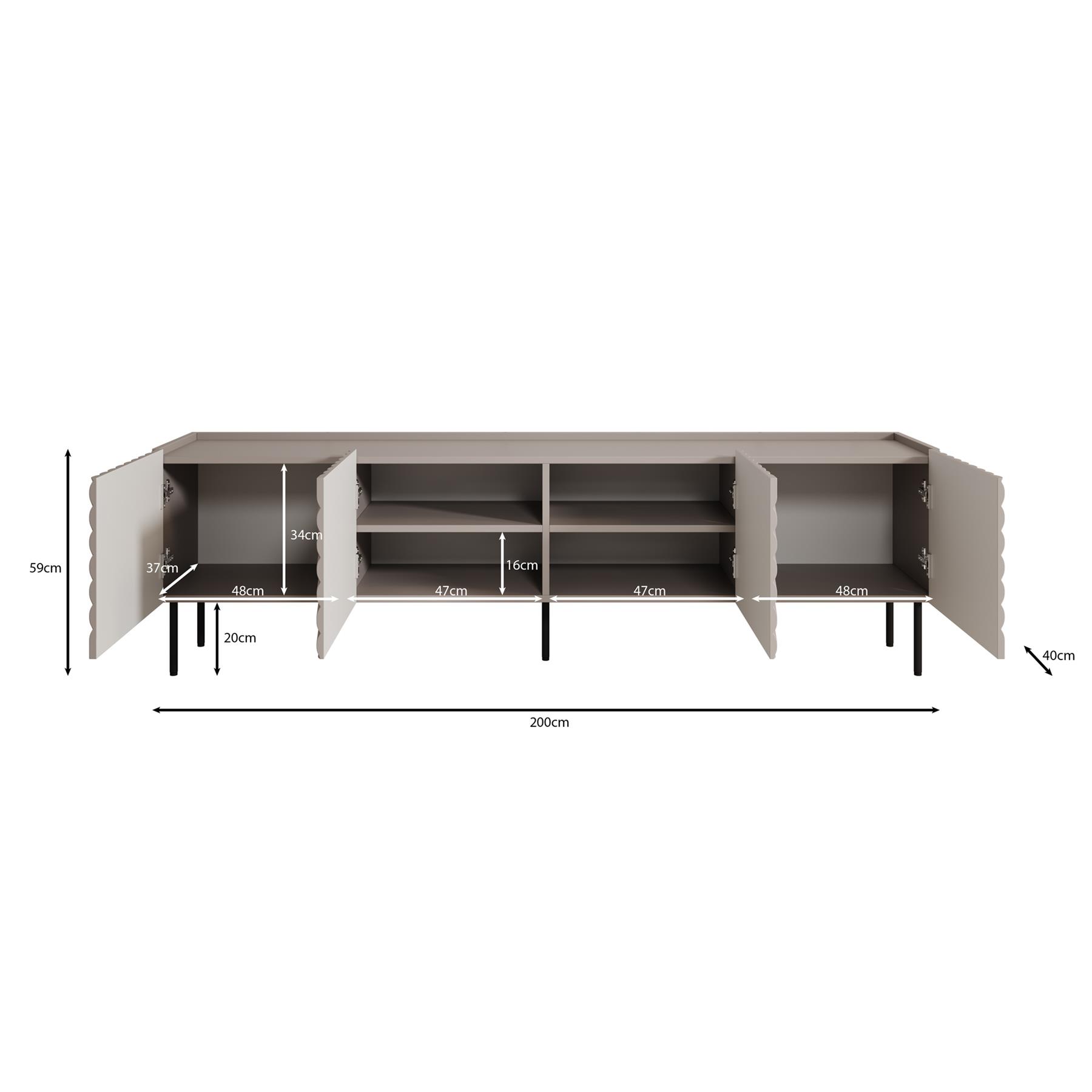 Meubella TV-Meubel Laguna - Beige - 200 cm