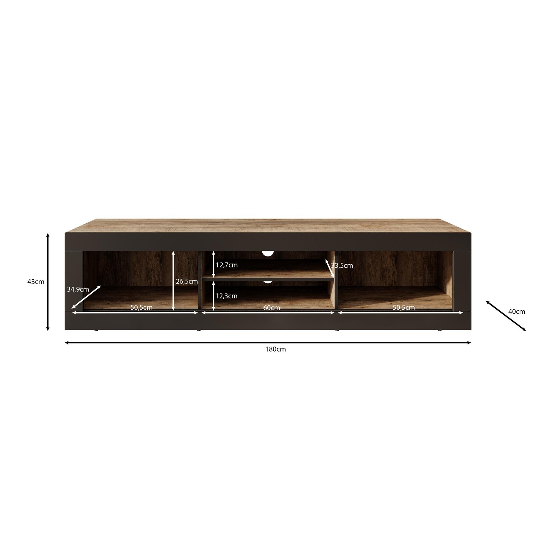 Meubella TV-Meubel Trinidad - Eiken - 180 cm