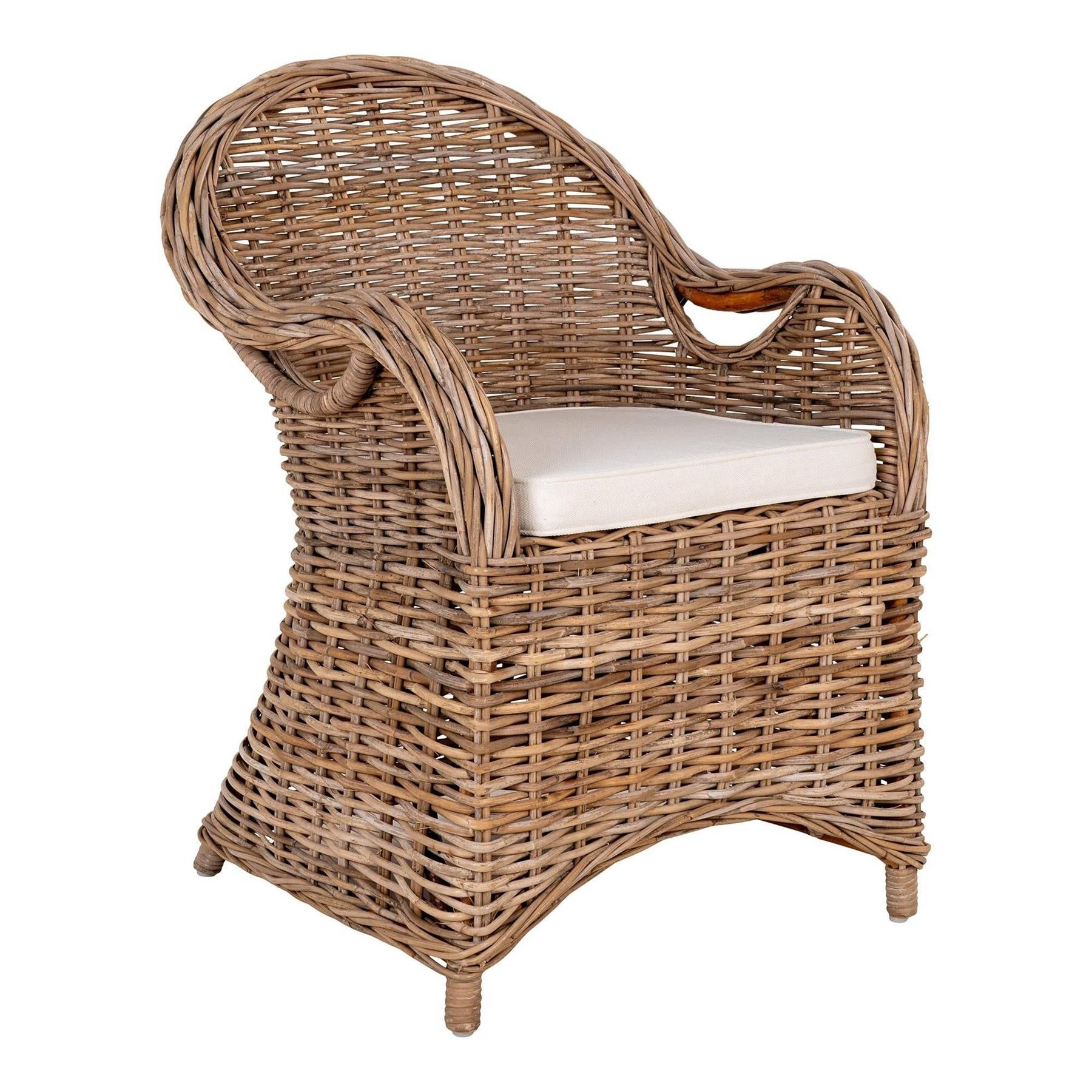 House Nordic Larisa Rattan Eetkmaerstoel met Kussen set van 2