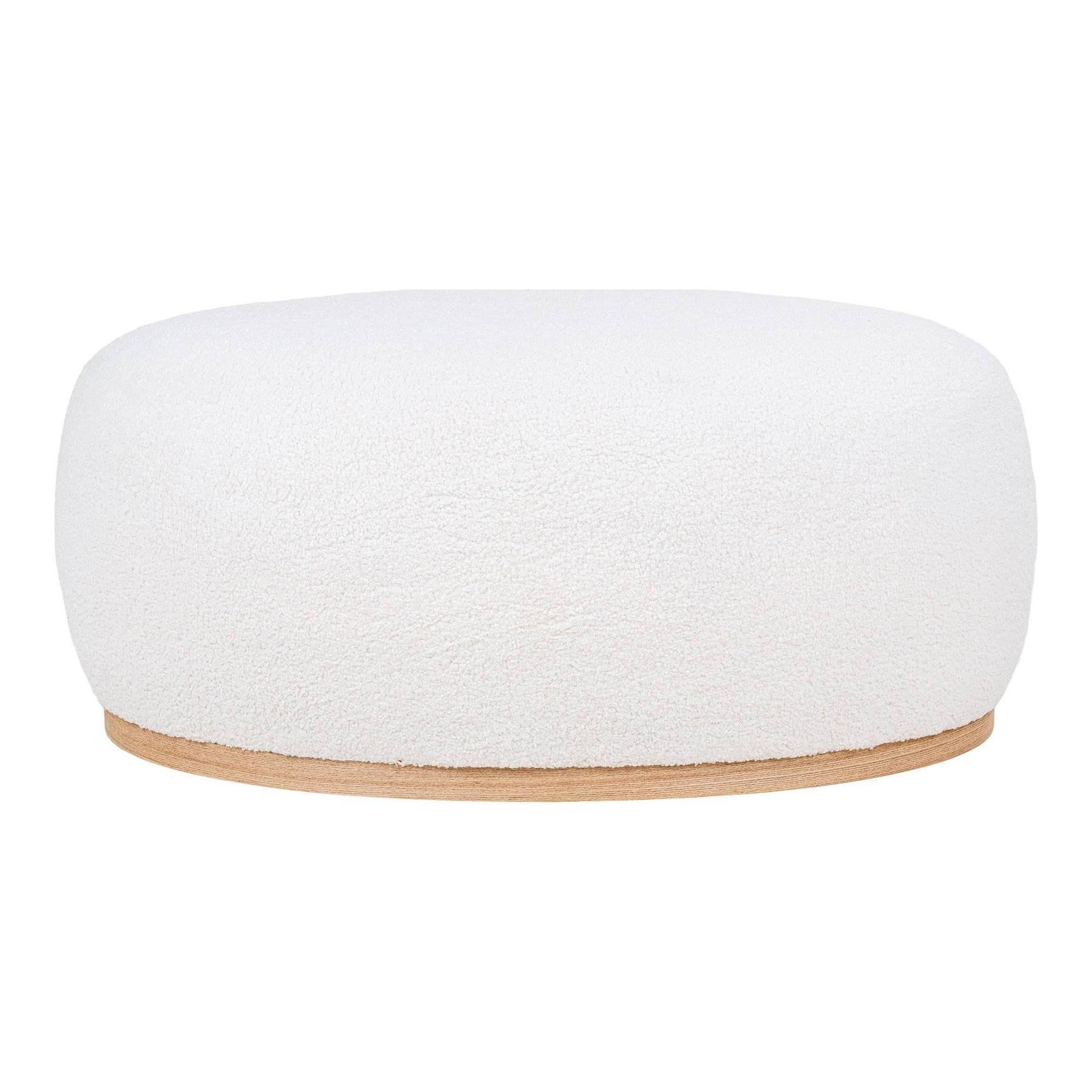 House Nordic - Poef Wit Bouclé - 88,5x55x36cm - Manhattan