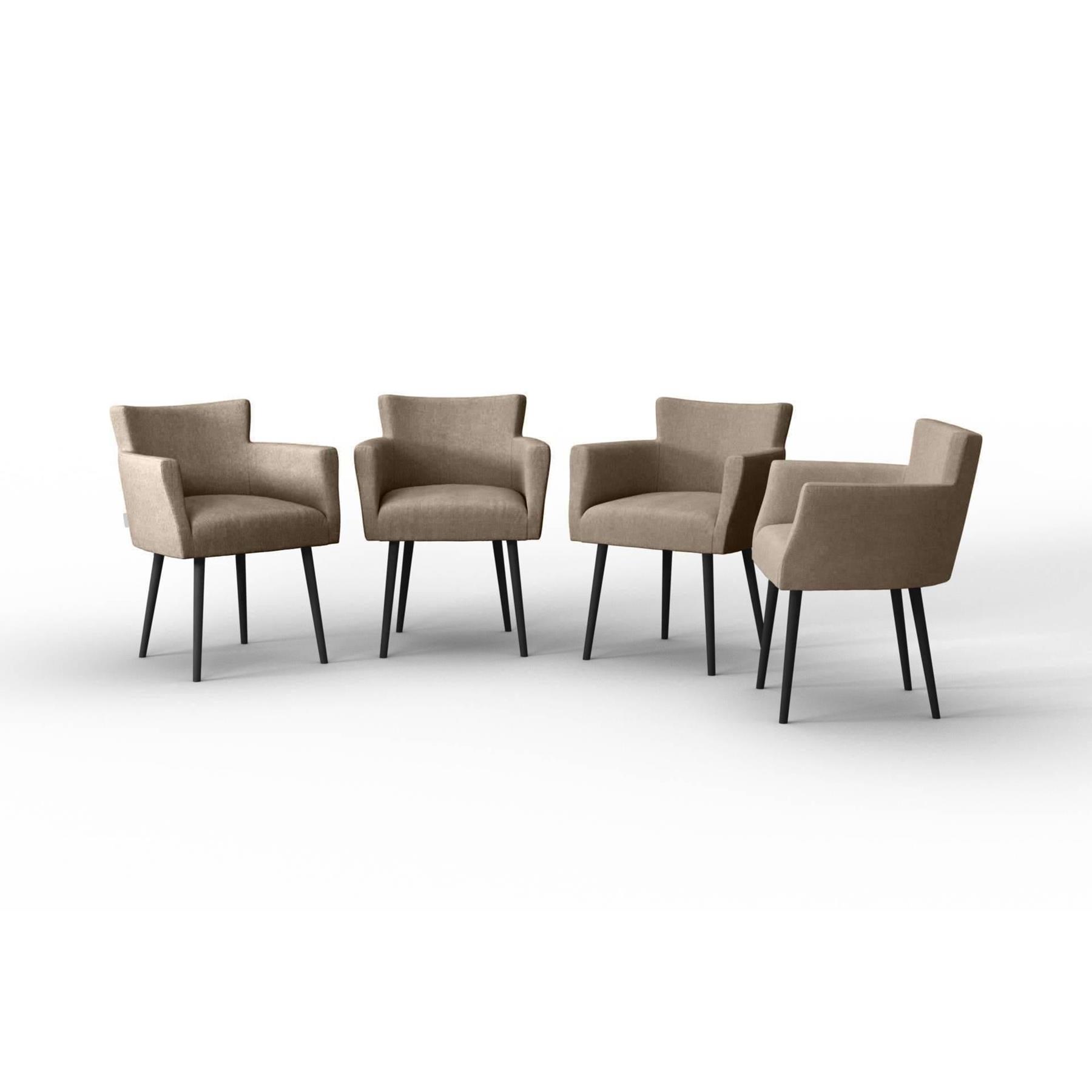 NADUVI Collection Set van 4 eetkamerstoelen Billie linnen