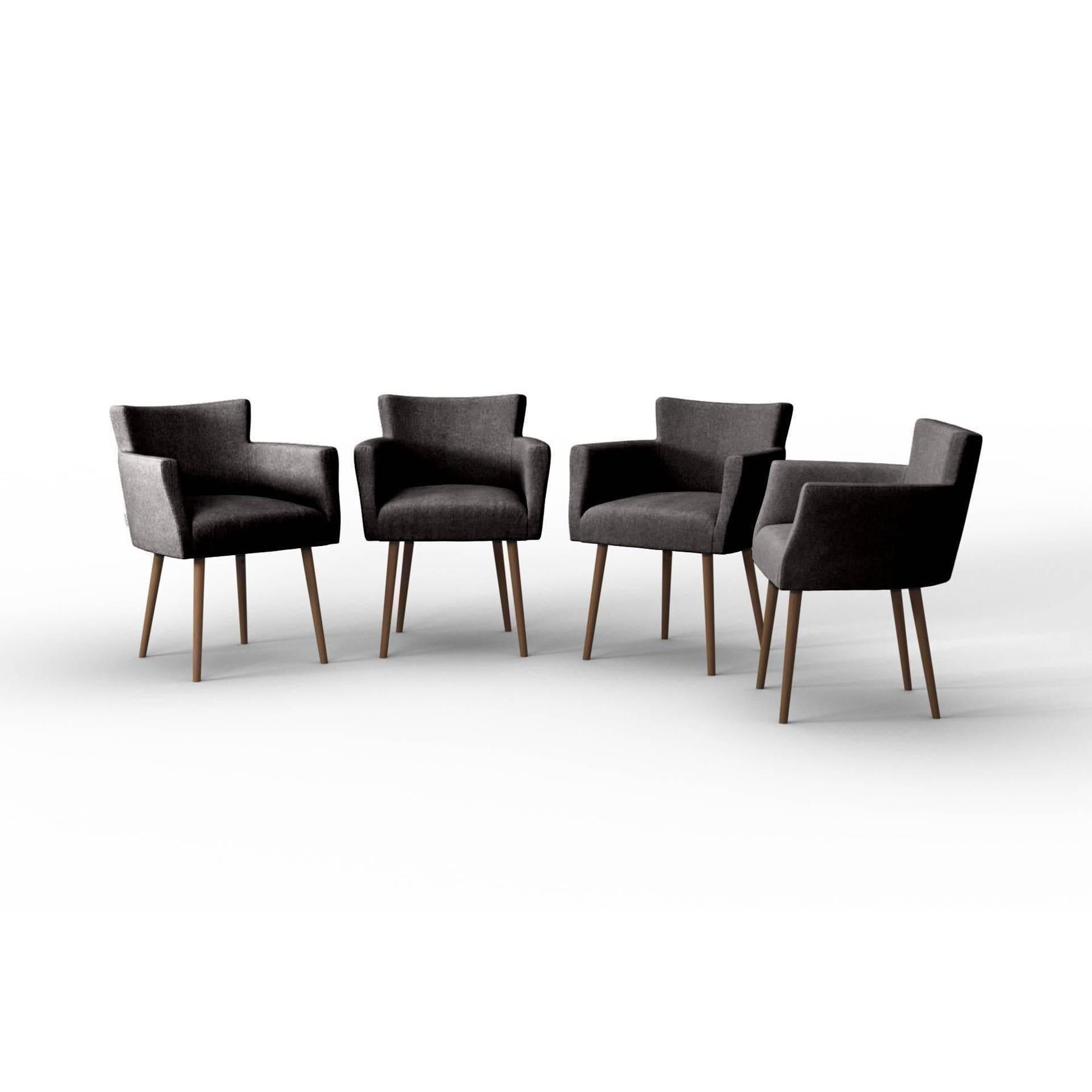 NADUVI Collection Set van 4 eetkamerstoelen Billie linnen