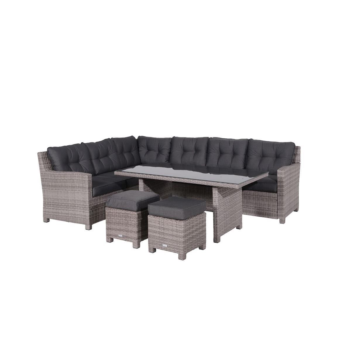Blue bird lounge-diningset - 5-delig - links - grey - reflex black