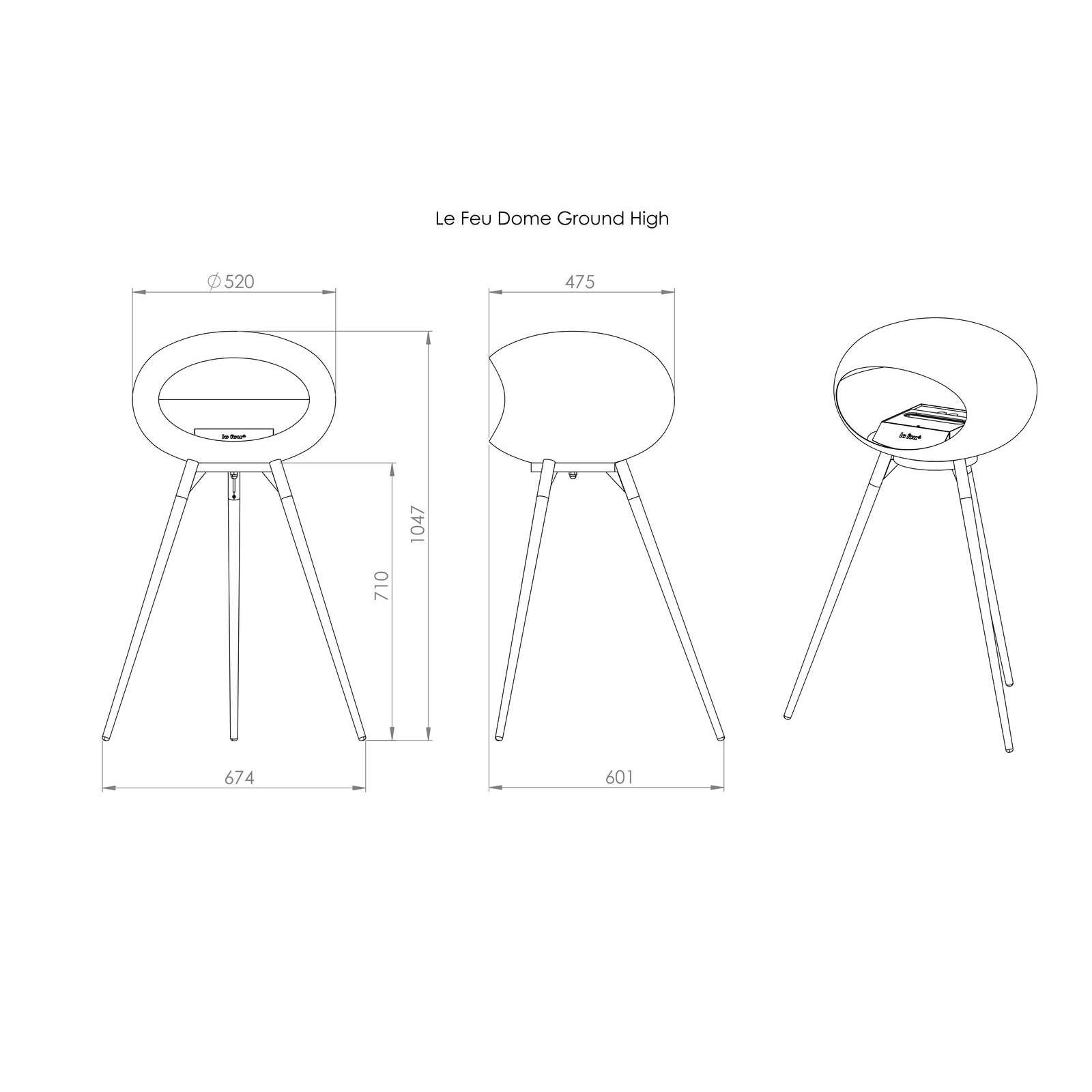 Le Feu Ground Wood High 79cm Grijs|Zwart|Zwart