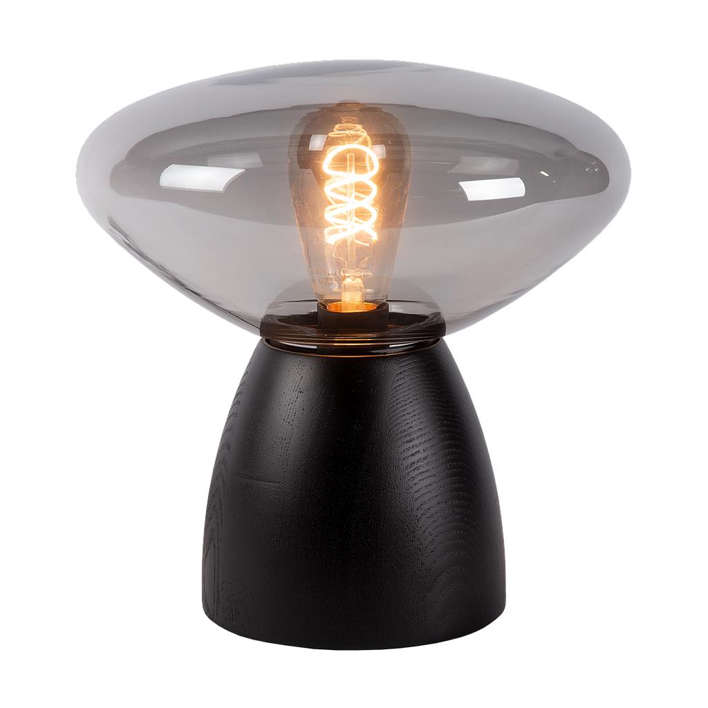 Atmooz Tafellamp Cannes - Zwart Eikenhout & Gerookt Glas - Ø 29 cm