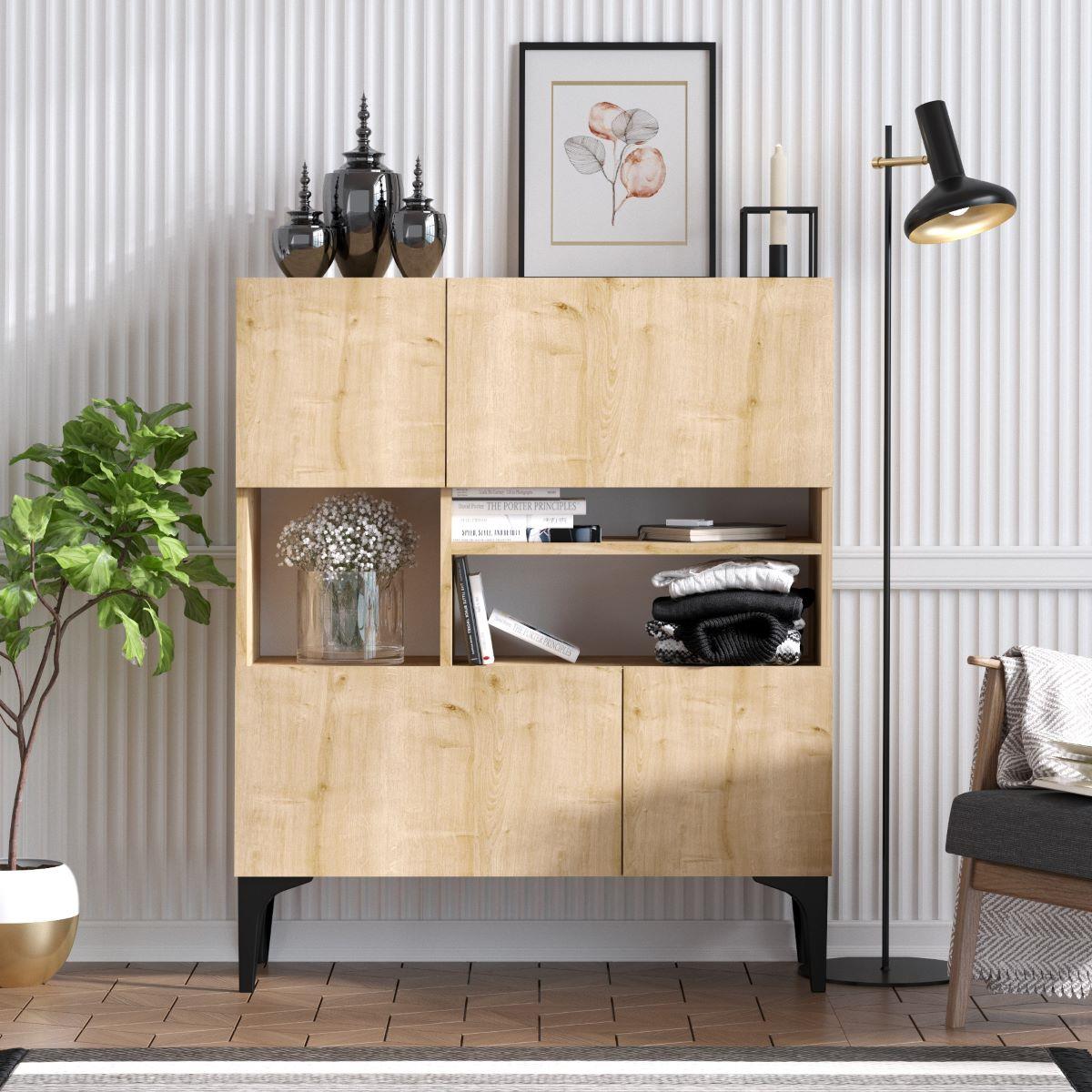 Calicosy - Buffetkast KRISTA - Eikenlook - H125 cm
