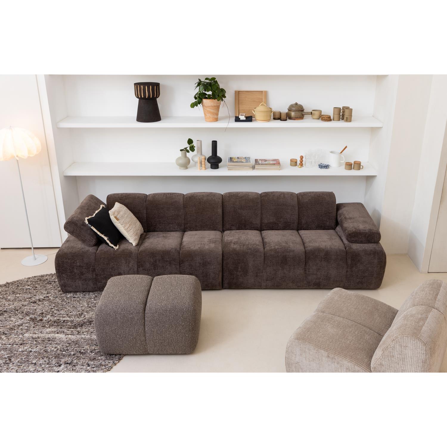 WOOOD Mojo 1-Zits Bank - Ribstof - Donker Zand - 74x80x97