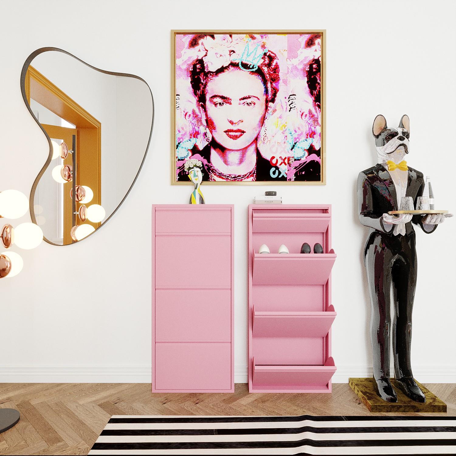 Kare Design Caruso Schoenenkast 3+1 laden roze