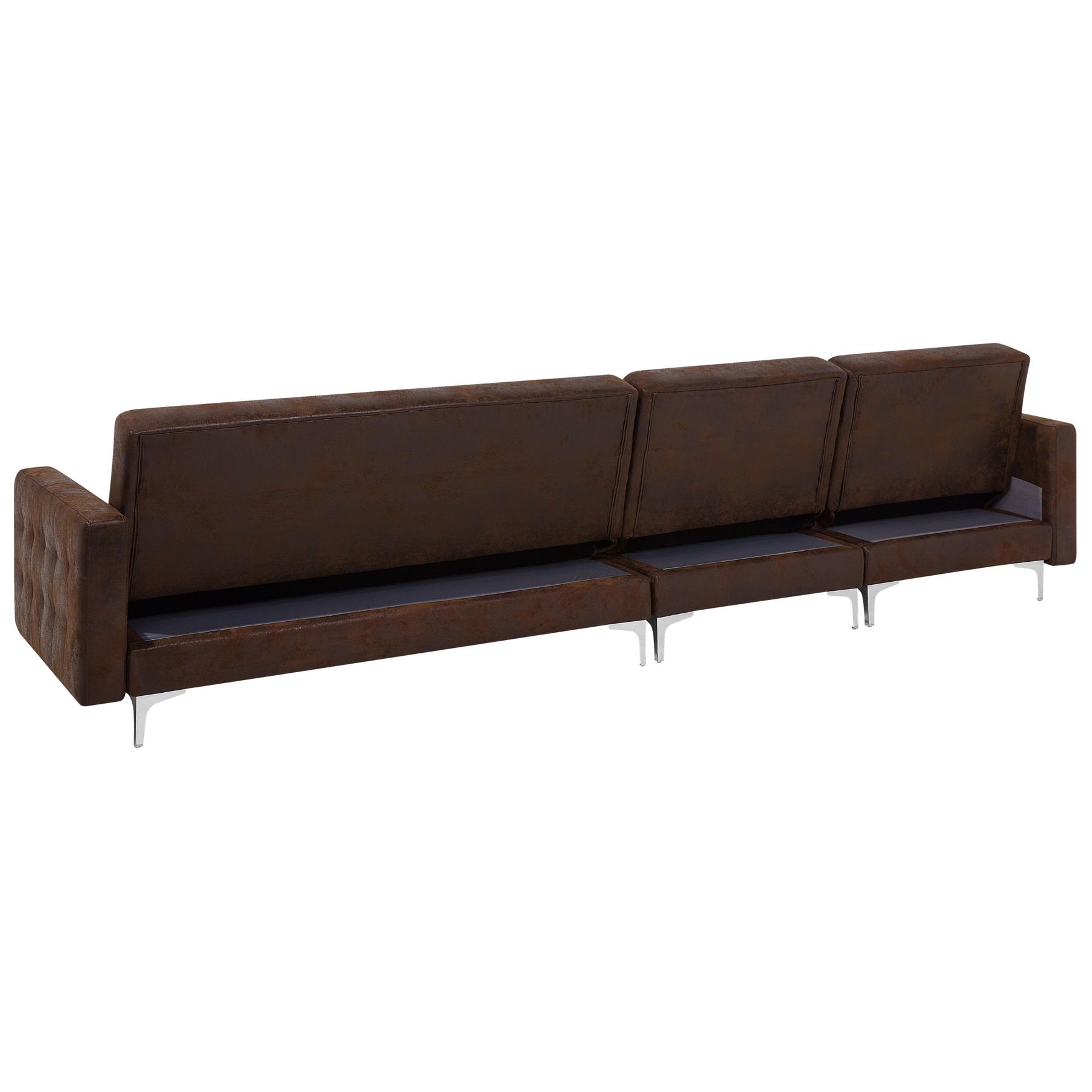 Beliani-ABERDEEN-Hoekslaapbank-Bruin-Rechterzijde-347 cm-Kunstleer
