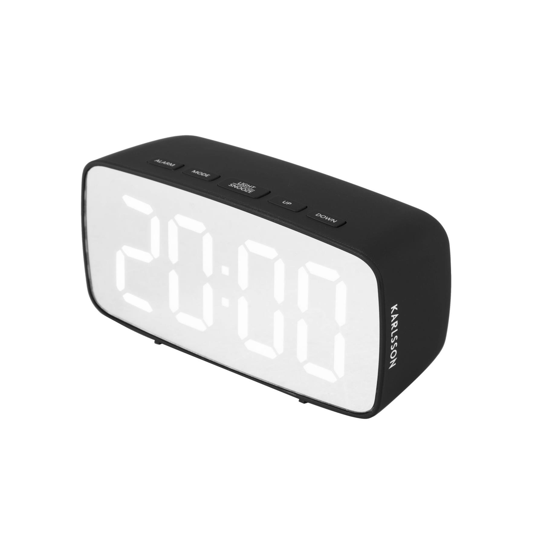 Karlsson - Alarm clock Silver Mirror LED oval black