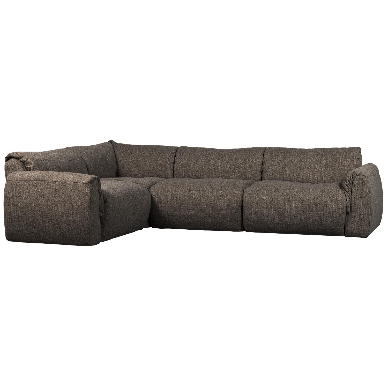 WOOOD Baggy Hoekbank Links - Geweven Stof - Warmgrijs Melange