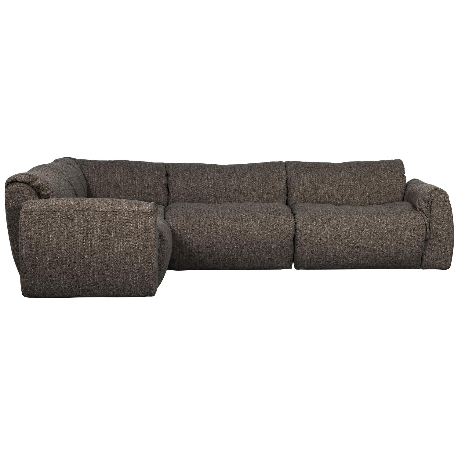 WOOOD Baggy Hoekbank Links - Geweven Stof - Warmgrijs Melange