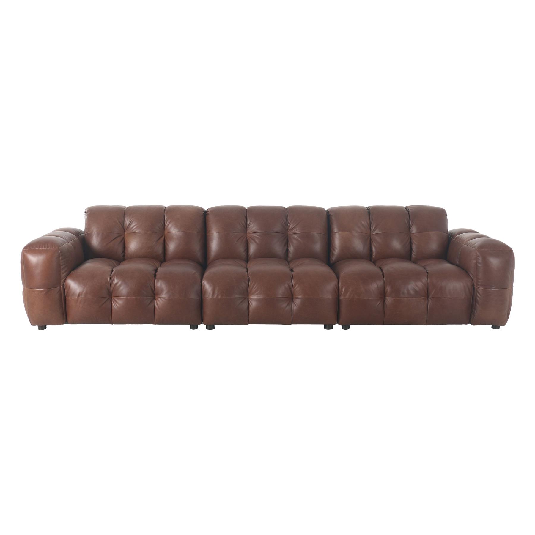 Dutchbone Hackman 4,5-zitsbank Leer Chocolade Bruin