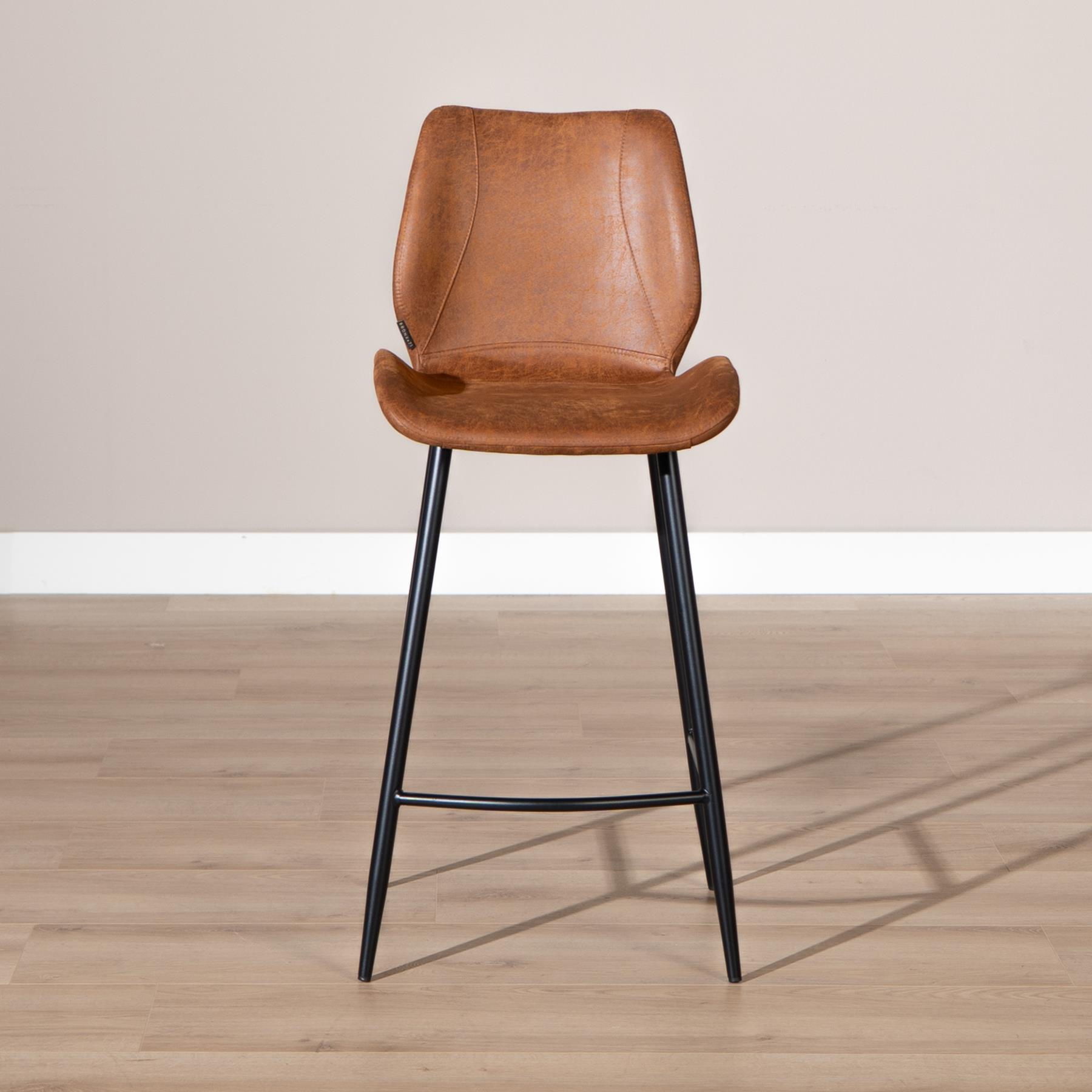 Bronx71 Industriële barkruk Barrel cognac eco-leer 69 cm