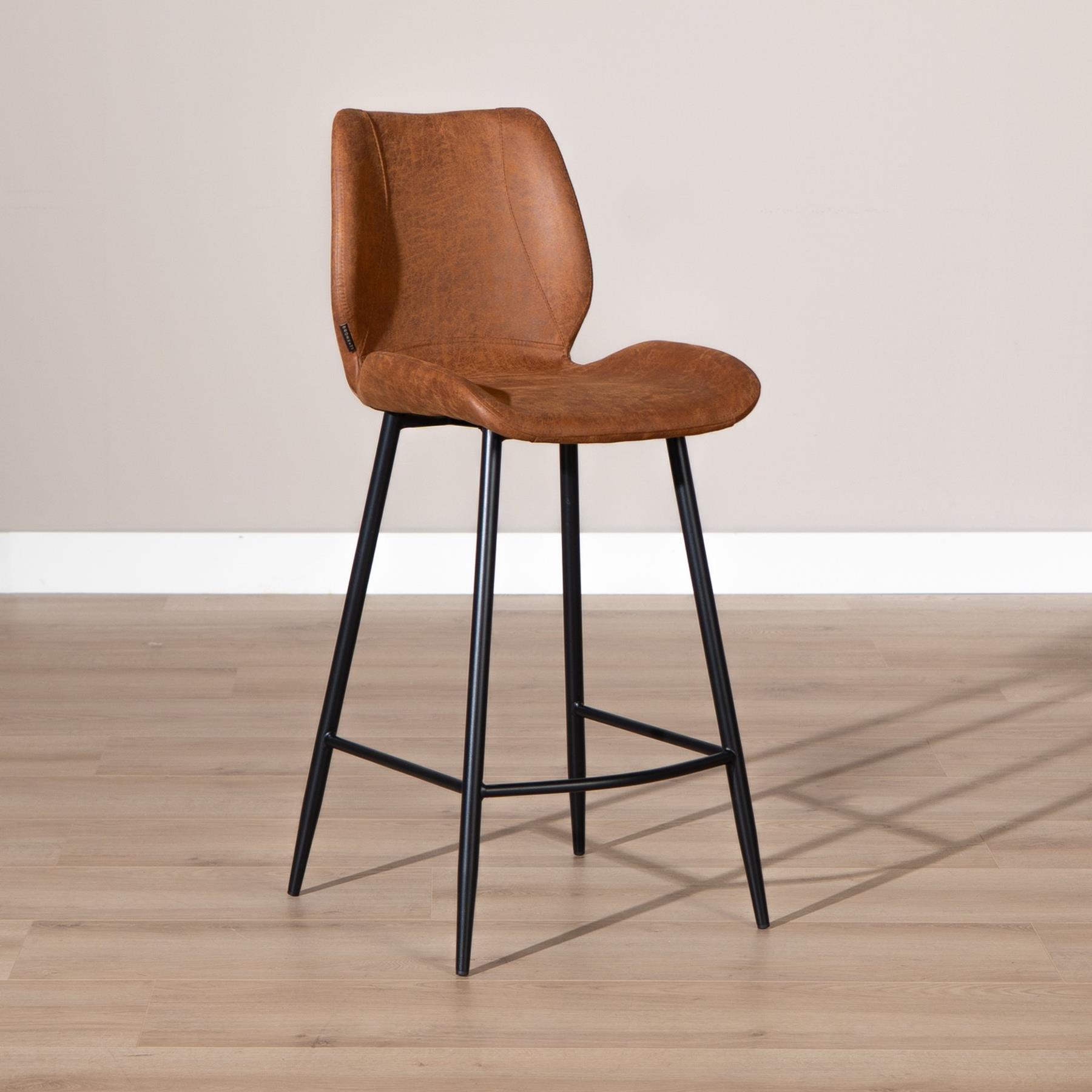 Bronx71 Industriële barkruk Barrel cognac eco-leer 69 cm