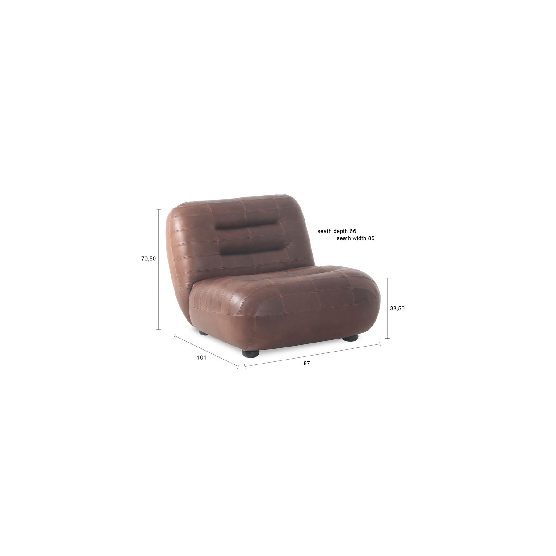 Dutchbone Wyatt Fauteuil Leer Chocolade Bruin