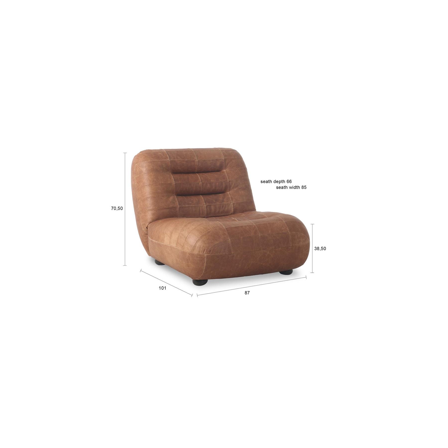Dutchbone Wyatt Fauteuil Leer Cognac Bruin