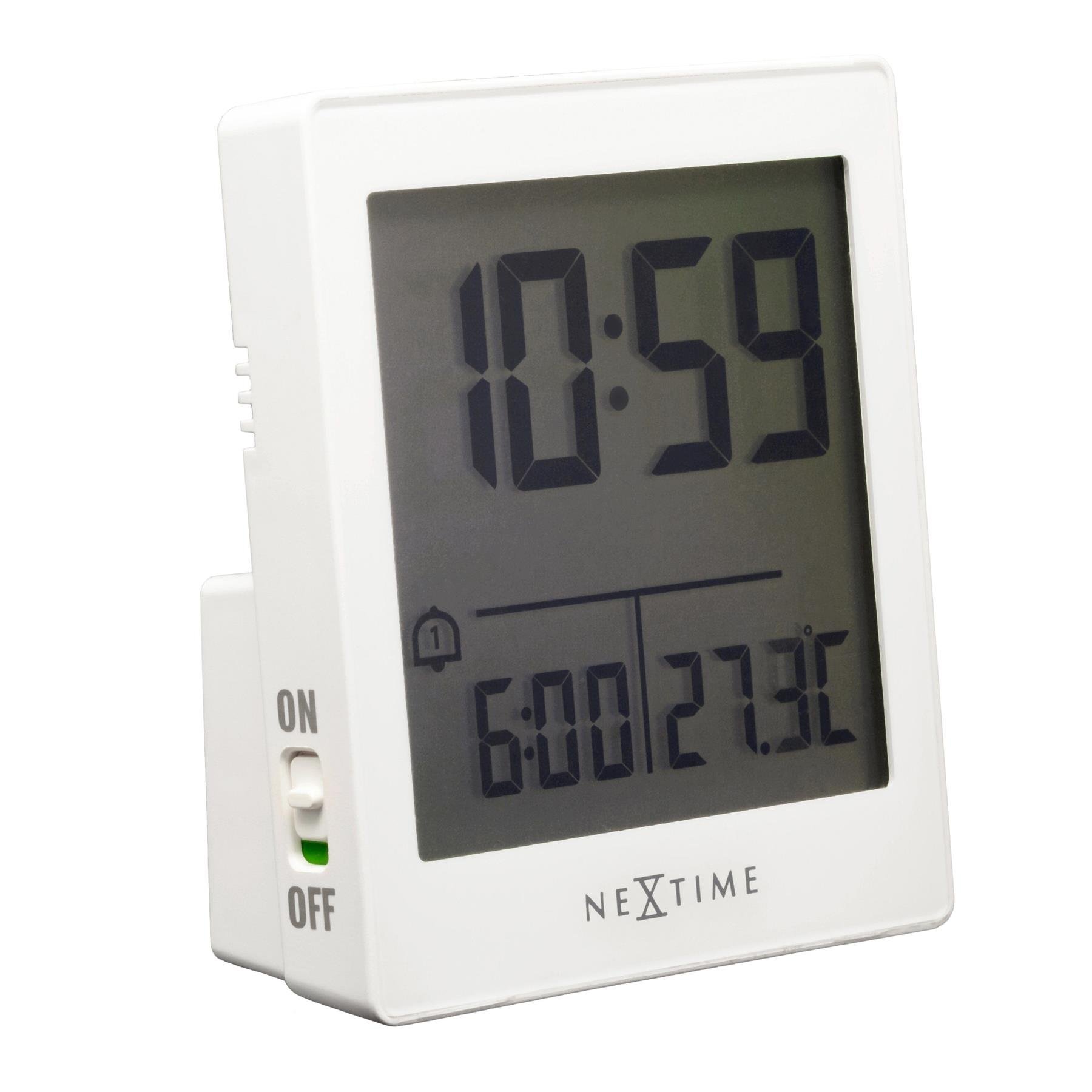 NeXtime - Digitale Tafelwekker 7,7x8,9x3 cm - RCC - Temperatuur - Wit