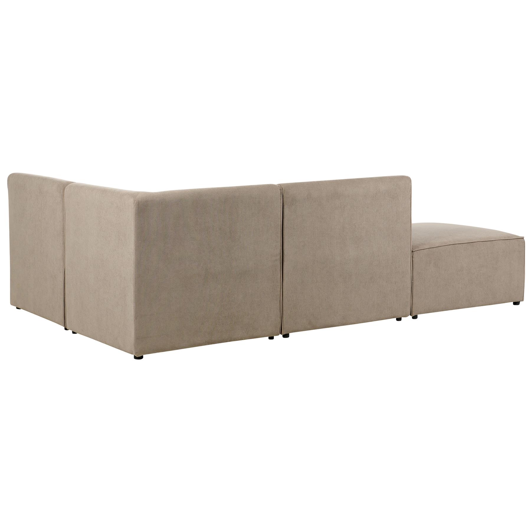 Beliani - LEMVIG - Hoekbank 3-zits - Taupe - Linkszijdig - Corduroy