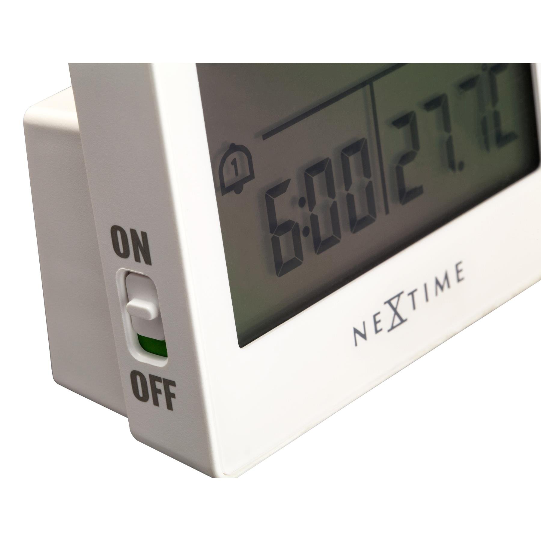 NeXtime - Digitale Tafelwekker 7,7x8,9x3 cm - RCC - Temperatuur - Wit