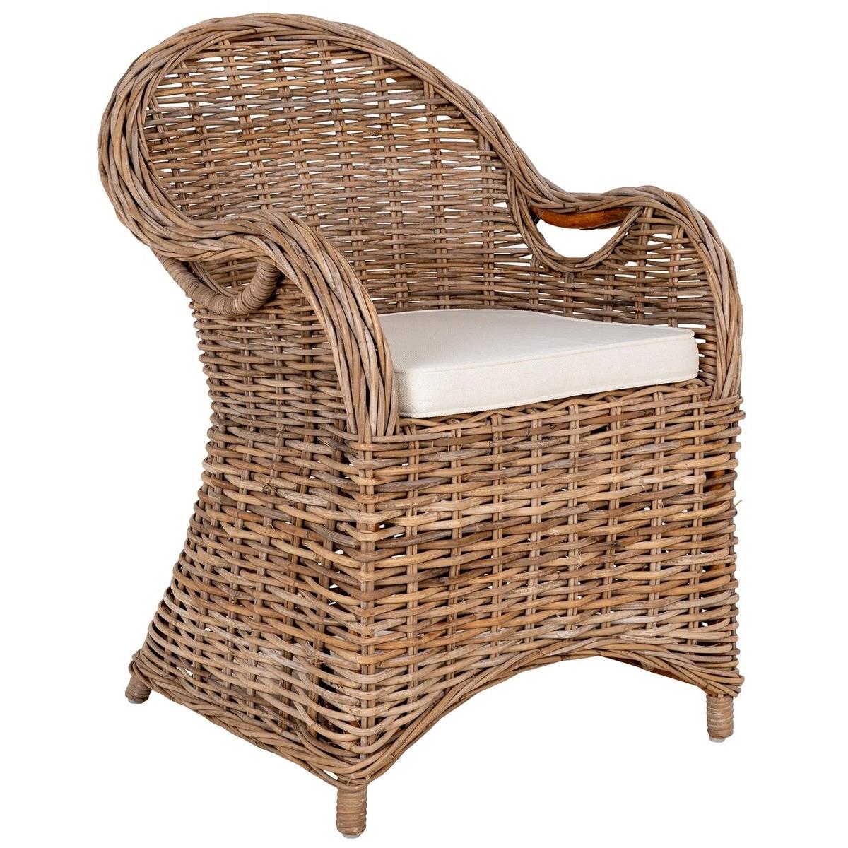 House Nordic Larisa Rattan Eetkmaerstoel met Kussen set van 2