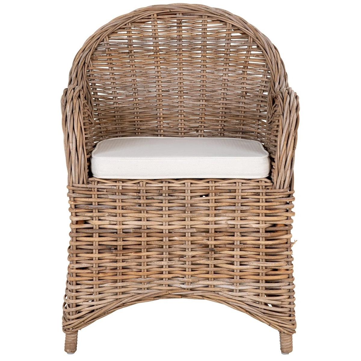 House Nordic Larisa Rattan Eetkmaerstoel met Kussen set van 2