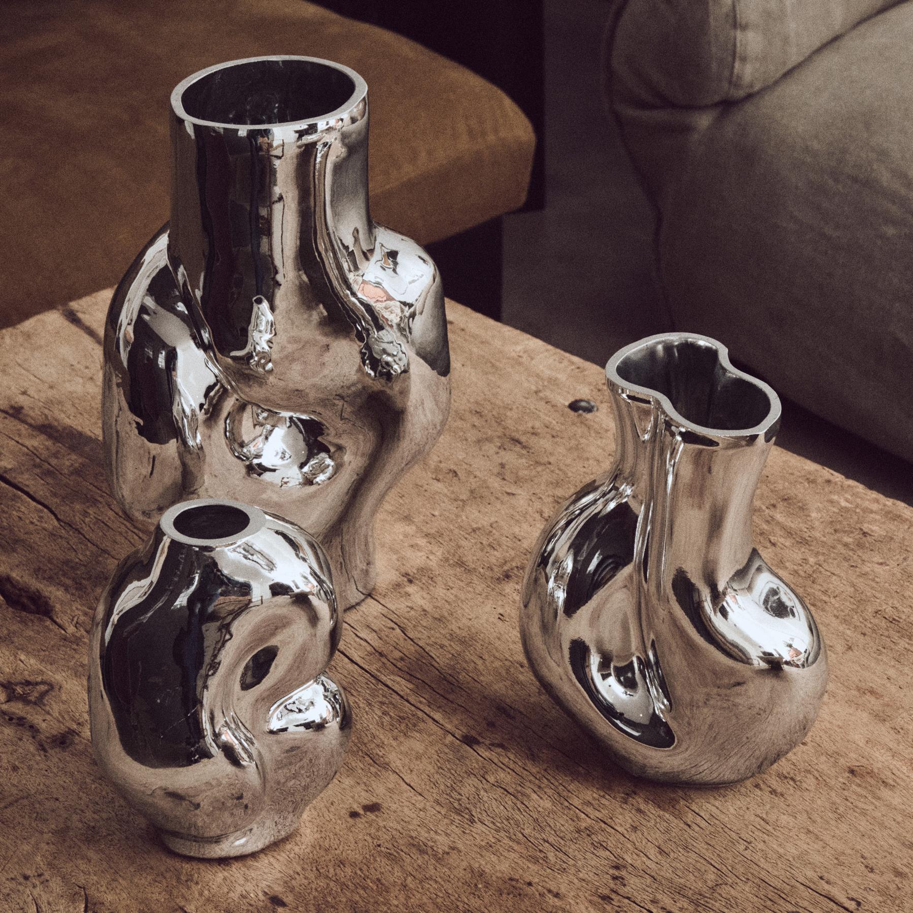 HKliving Gleam Glass Vaas Small - Chrome
