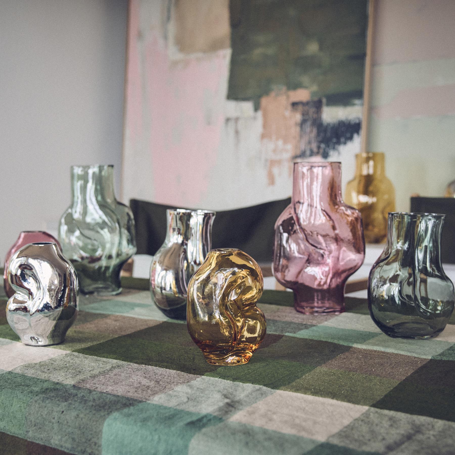 HKliving Gleam Glass Vaas Small - Chrome