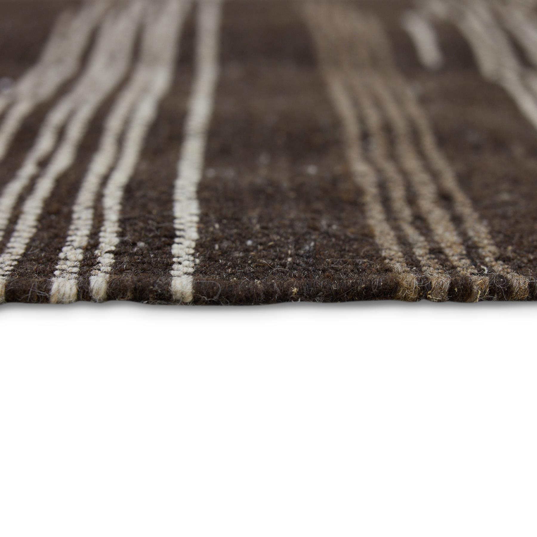 HKliving Striped Woolen Kelim Vloerkleed 150 x 240 cm - Bruin
