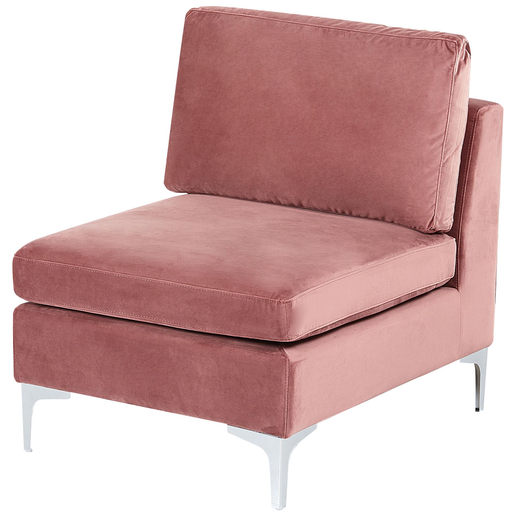 Beliani - EVJA - Hoekbank 5-zits - Roze - Linkerzijde - Fluweel