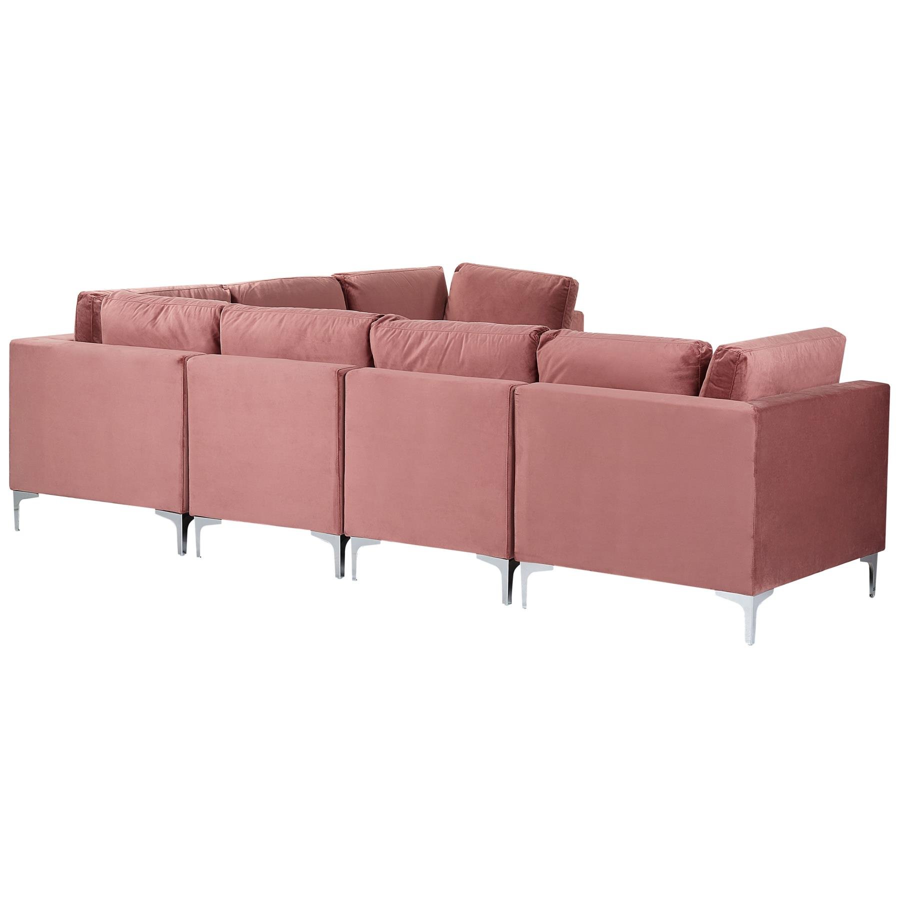 Beliani - EVJA - Hoekbank - Roze - Linkerzijde - Fluweel