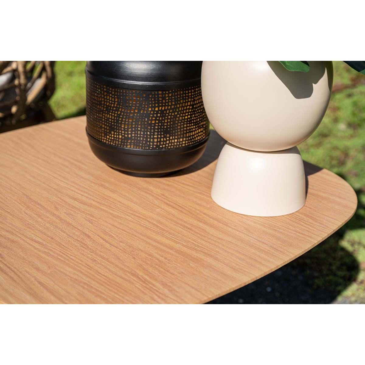 Leon bijzettafel -  aluminium - carbon black -light teak look-50x50 cm