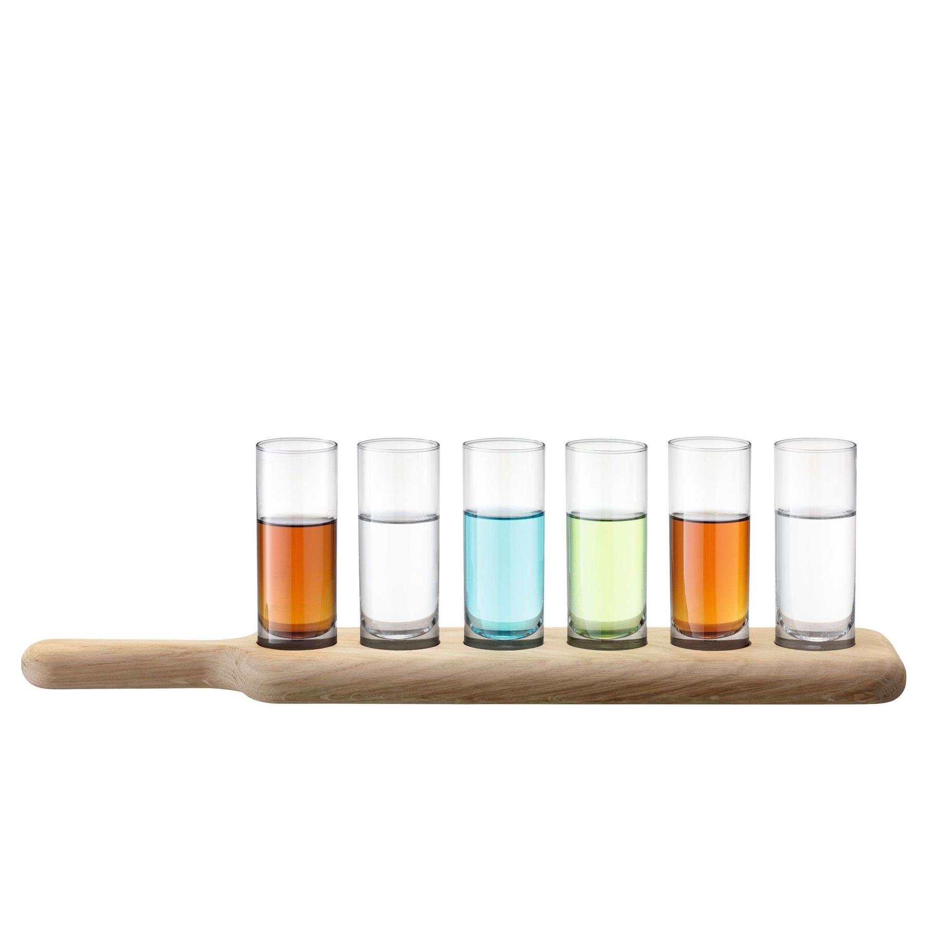 L.S.A. Paddle Wodka Set met Serveerplank Set van 6 Stuks