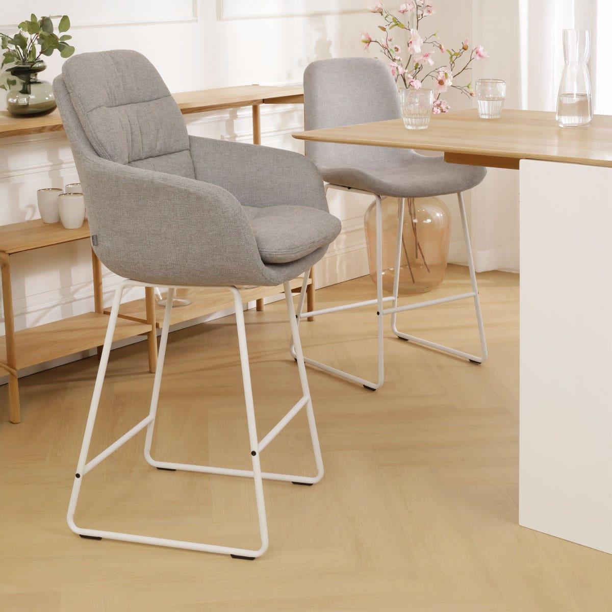 Nolon Nino-Mia Barkruk Grijs - met Armleuning - Wit - 65 cm