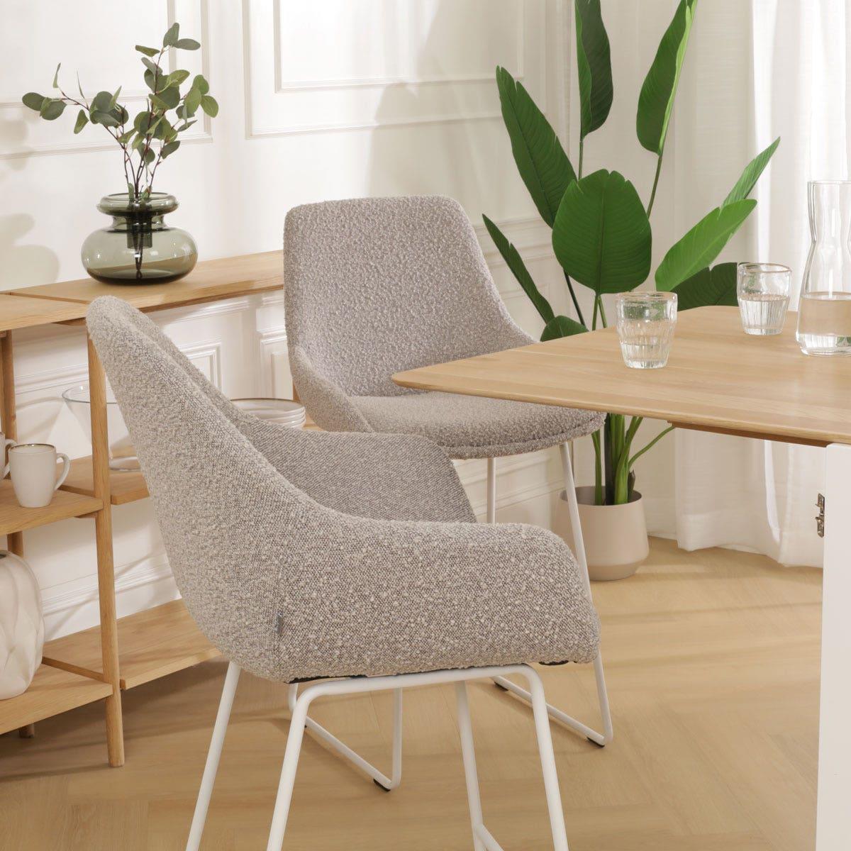Nolon Nino-Mae Barkruk Bouclé Taupe - met Armleuning - Wit - 65 cm