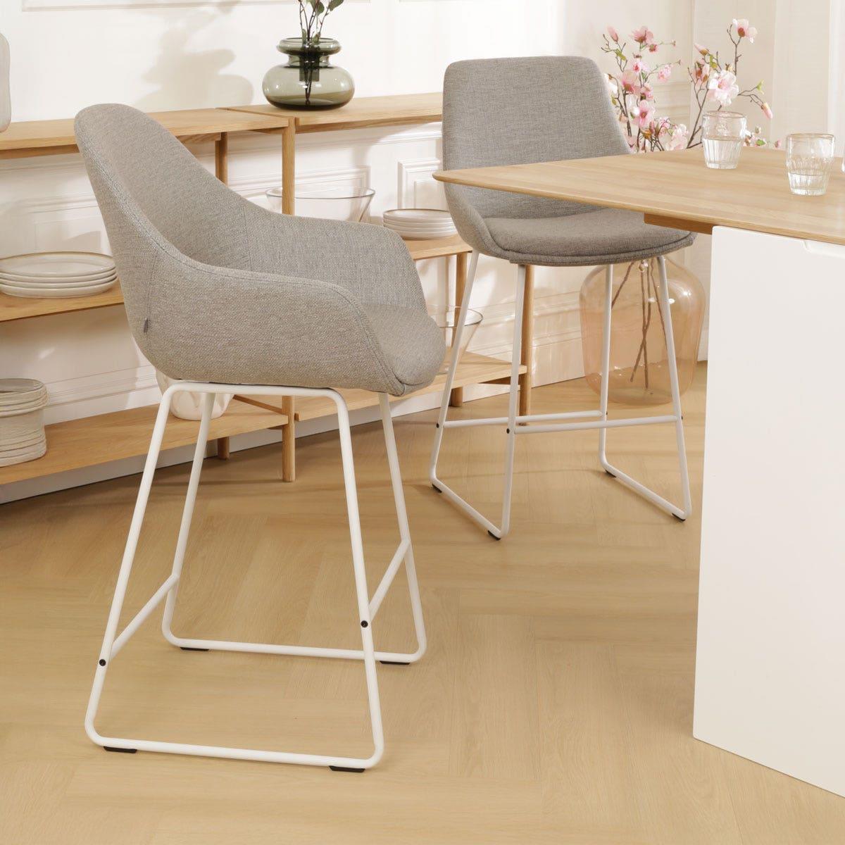 Nolon Nino-Mae Barkruk Warm Grijs - met Armleuning - Wit - 75 cm