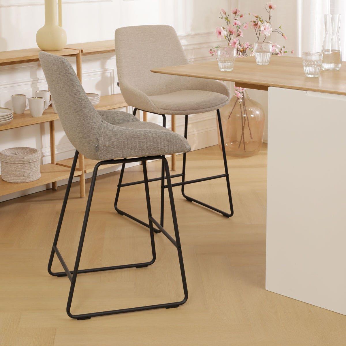 Nolon Nino-Isa Barkruk Warm Grijs - Stof - Zwart Onderstel - 75 cm
