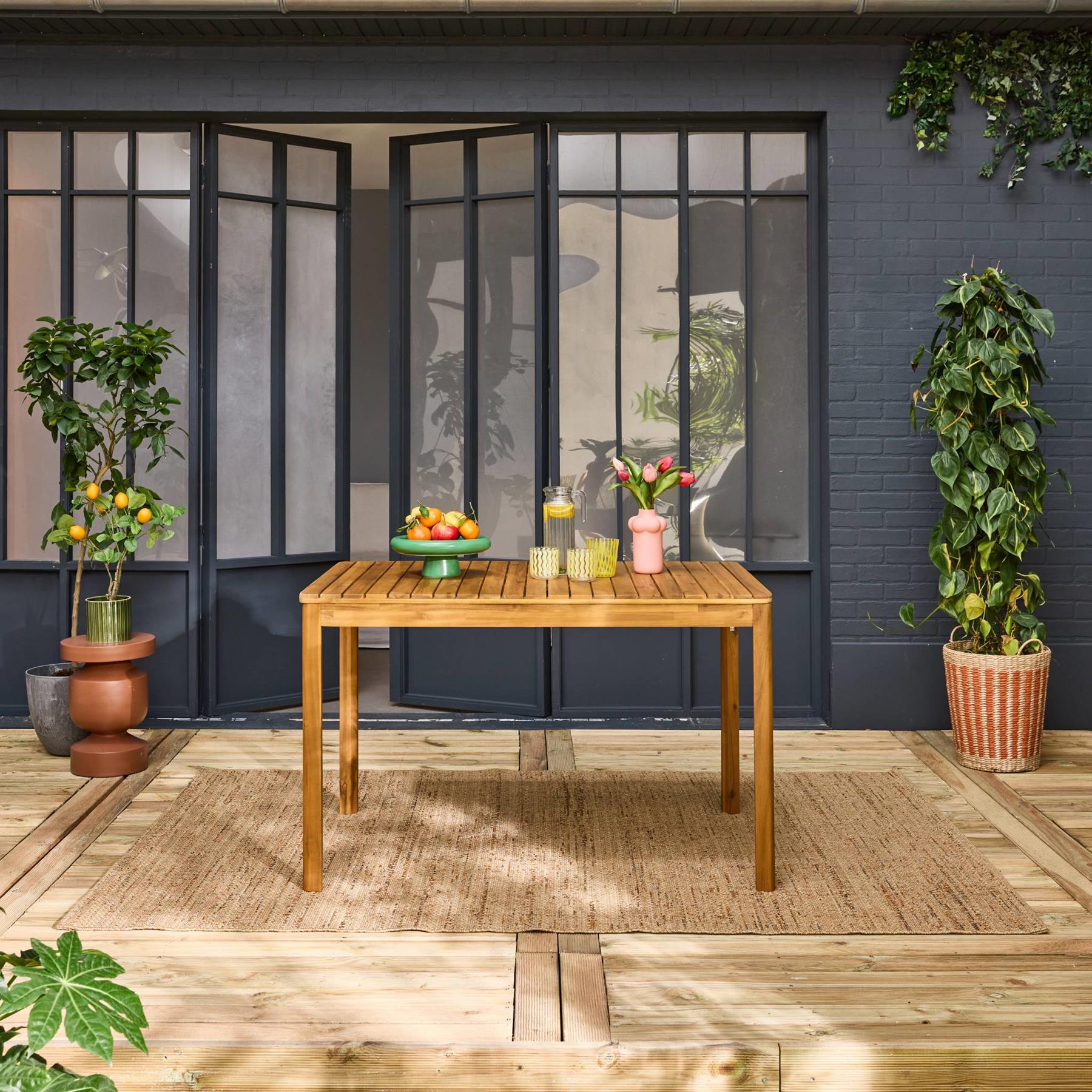 sweeek - Acacia tuintafel met afgeronde hoeken, 6 plaatsen