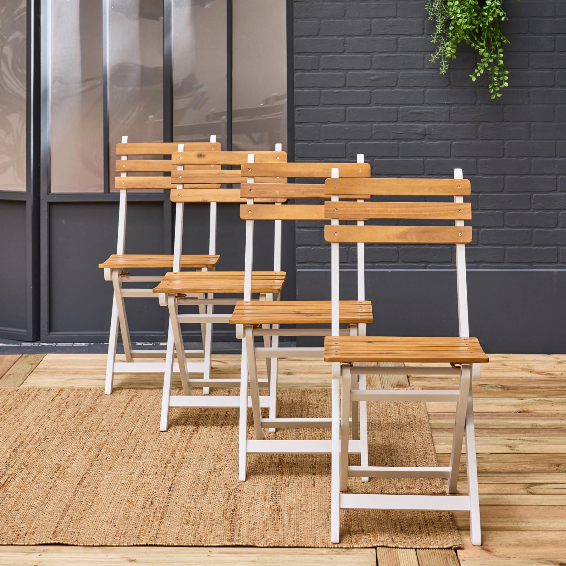 sweeek - Vouwbare acacia tuinstoel (Set van 4)