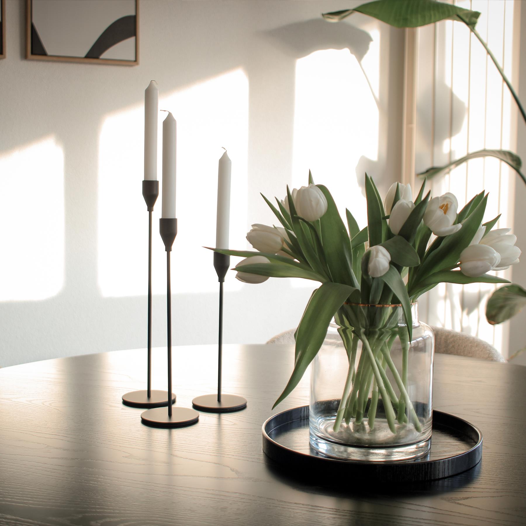 QUVIO Houten dienblad rond - Zwart - 27 cm