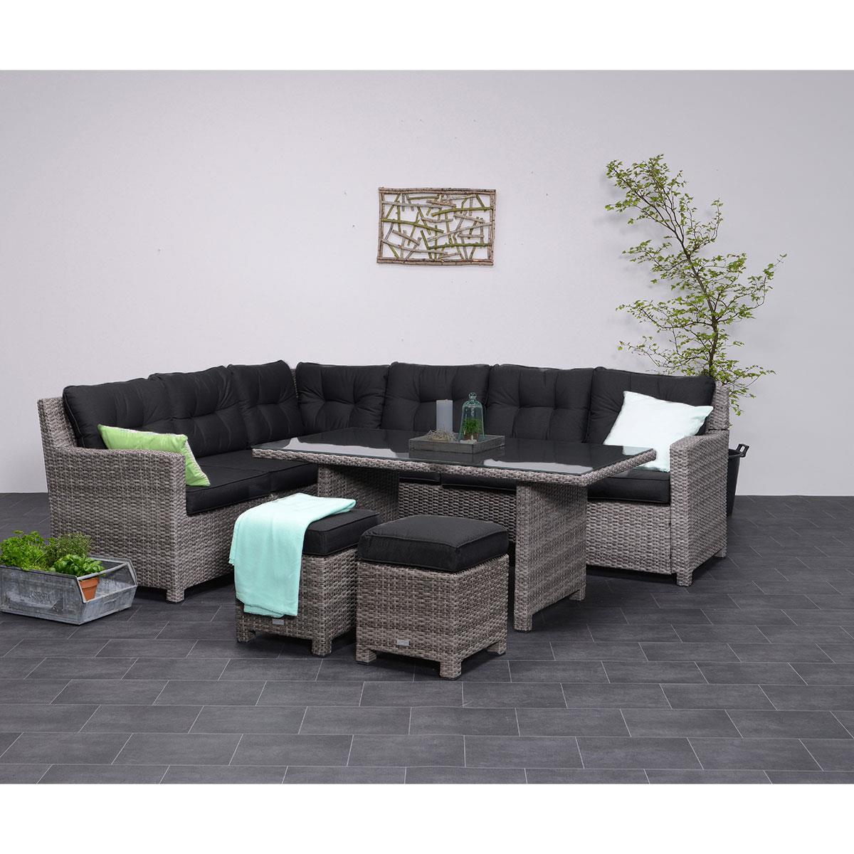 Blue bird lounge-diningset - 5-delig - links - grey - reflex black