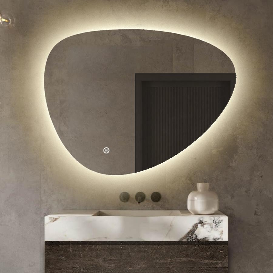 Badkamerspiegel Asymmetrisch - Organisch met Verlichting - 120 x 80 cm