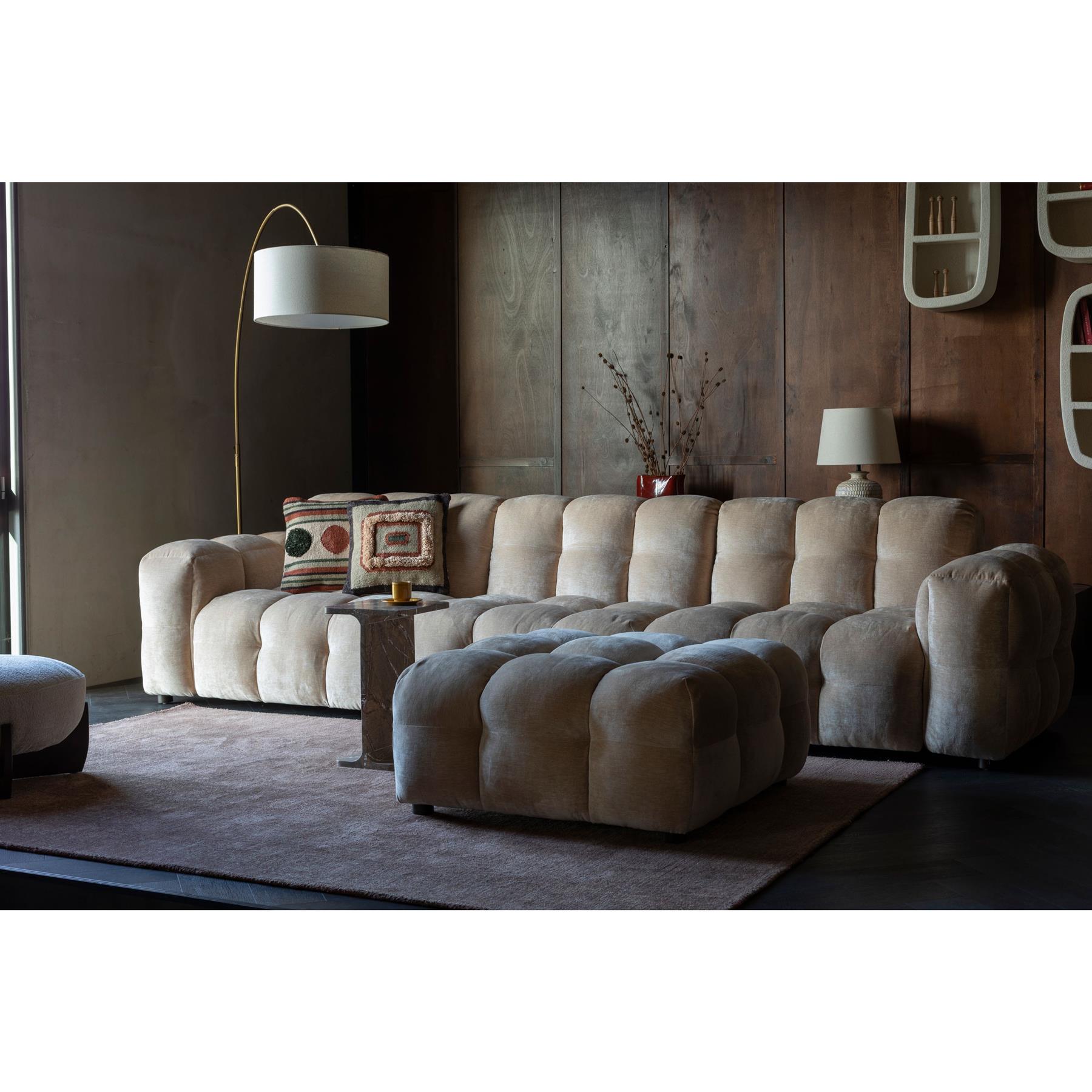 Dutchbone Hackman Hocker Velours Beige