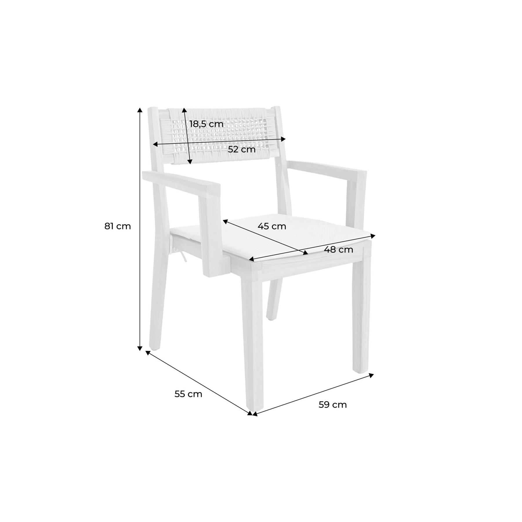 sweeek - Set van 2 acaciahouten tuinstoelen met kussen en touw